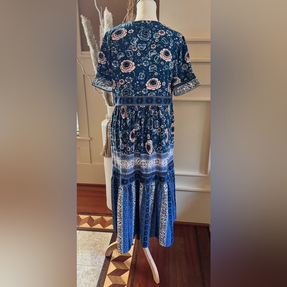 Sunday Blue and Pink Patterned Maxi Dress Size Large - Picture 6 of 15